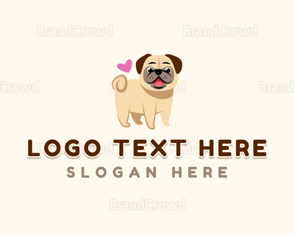 Cute Pug Heart Logo