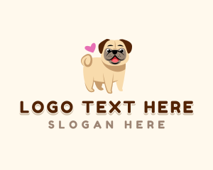 Grooming - Cute Pug Heart logo design