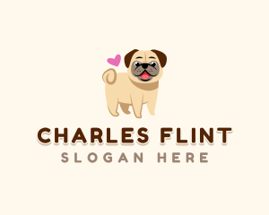 Pet - Cute Pug Heart logo design