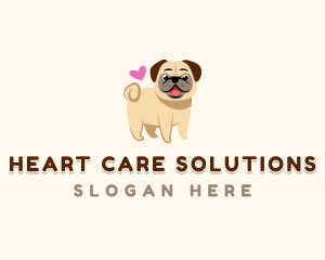 Cute Pug Pet Love logo design