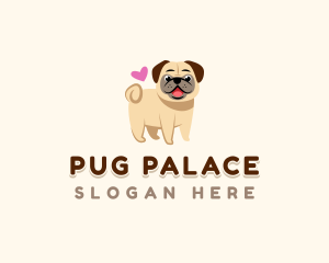 Cute Pug Heart logo design