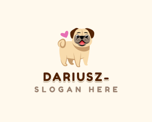 Heart - Cute Pug Heart logo design