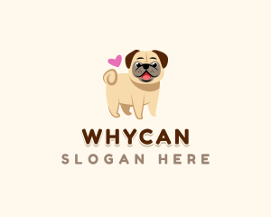 Puppy - Cute Pug Heart logo design