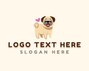 Veterinarian - Cute Pug Heart logo design