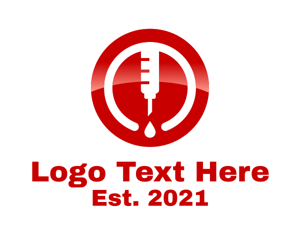 Medical Worker - Syringe Injection Droplet logo design