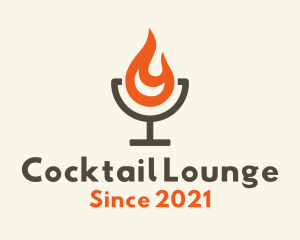 Minimalist Flaming Cocktail logo design