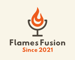 Minimalist Flaming Cocktail logo design