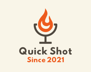 Shot - Minimalist Flaming Cocktail logo design