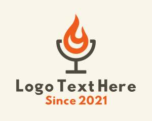 Liqueur - Minimalist Flaming Cocktail logo design