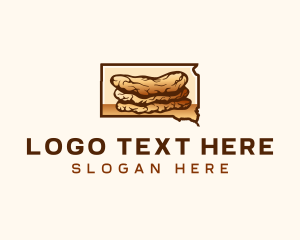 Map - South Dakota Fry Bread logo design