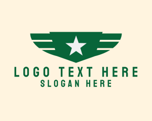 Pilot School - Military Star Wings logo design