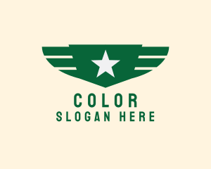 Pilot School - Military Star Wings logo design