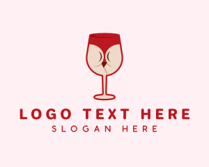 Lady - Wine Glass Bikini logo design