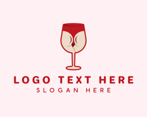Naughty - Wine Glass Bikini logo design