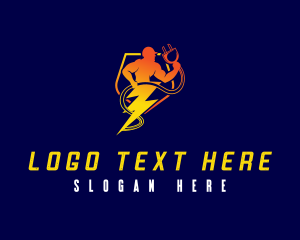 Utlity - Human Lightning Voltage logo design