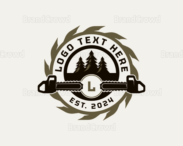 Chainsaw Tree Lumberjack Logo