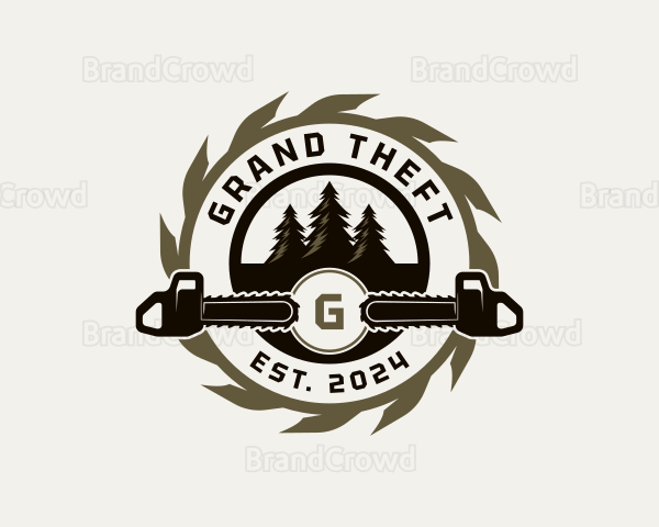 Chainsaw Tree Lumberjack Logo