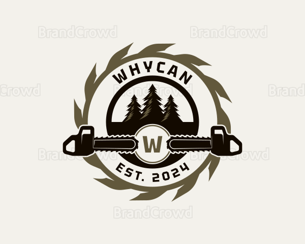 Chainsaw Tree Lumberjack Logo