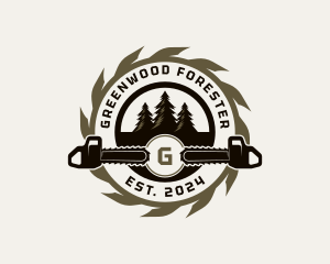 Chainsaw Tree Lumberjack logo design