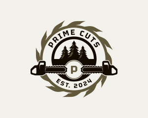 Chainsaw Tree Lumberjack logo design