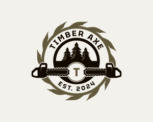 Chainsaw Tree Lumberjack logo design