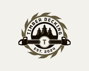 Chainsaw Tree Lumberjack logo design