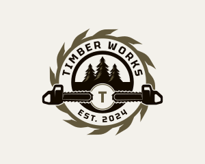 Chainsaw Tree Lumberjack logo design