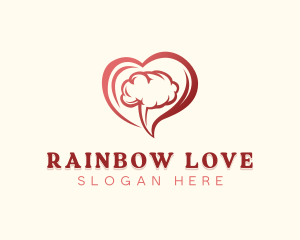 Brain Love Heart logo design