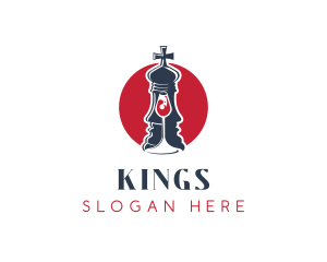 King Chess Board Game Wine logo design