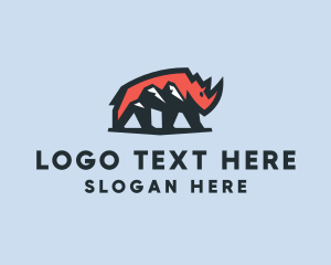 Safari - Wild Rhinoceros Mountain logo design