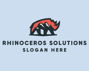 Rhinoceros - Wild Rhinoceros Mountain logo design