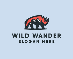 Wild Rhinoceros Mountain logo design