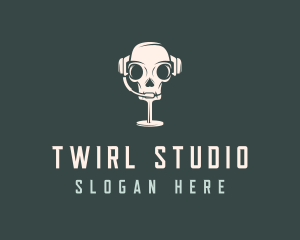 Skull Podcast Mic logo design