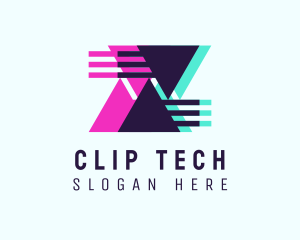 Triangle Glitch Tech logo design