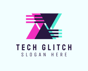 Triangle Glitch Tech logo design