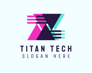 Triangle Glitch Tech logo design