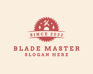 Saw Blade Woodwork Tree logo design