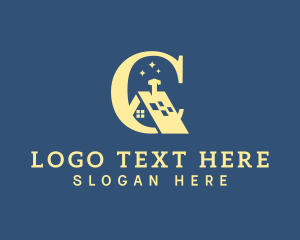 Property Developer - Yellow Home Letter C logo design