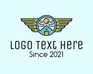 City - House Winged Badge logo design