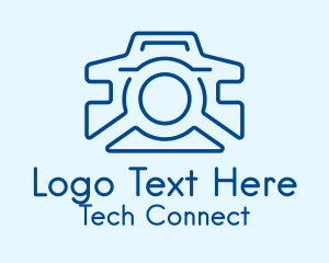 Photo - Blue Camera Line Art logo design