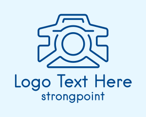 Photographer - Blue Camera Line Art logo design