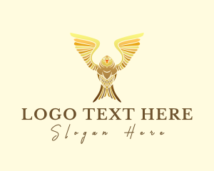 Flying - Golden Premium Owl logo design