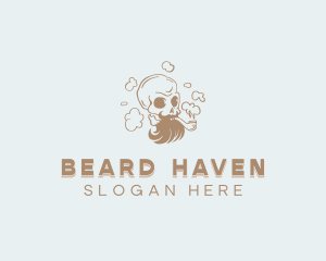 Beard - Bearded Smoking Skull logo design