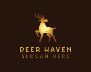 Golden Deer Animal logo design