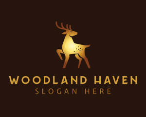 Woodland - Golden Deer Animal logo design
