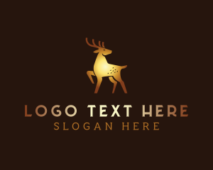 Golden Deer Animal logo design