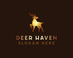 Golden Deer Animal logo design