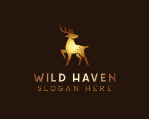 Golden Deer Animal logo design