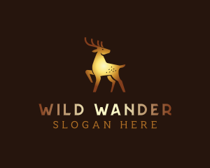 Golden Deer Animal logo design