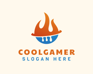 Flame - Heating & Cooling Orbit logo design